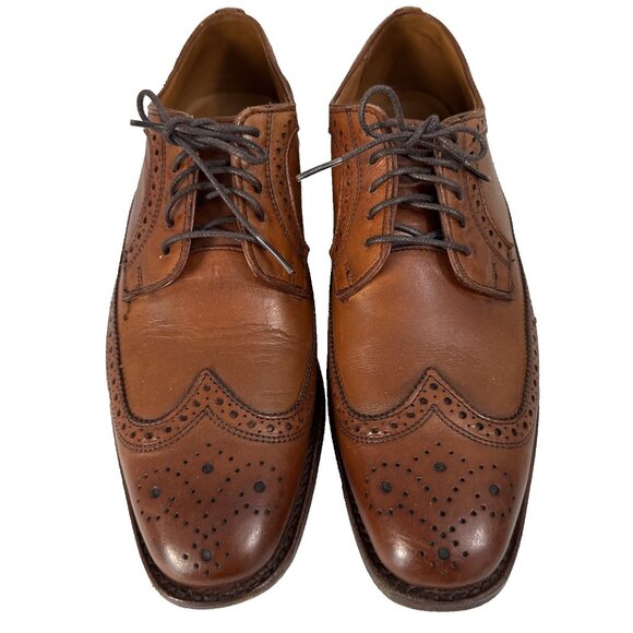 Allen Edmonds Leiden Men\'s Leather Shoes 9D Wingtip Oxford USA Brown Lace Up‎
